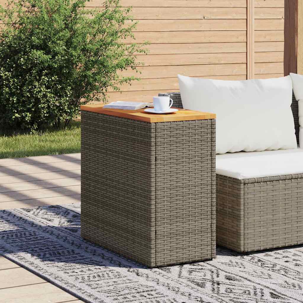 Garden Side Table With Wooden Top 58X27.5X55 Cm Poly Rattan