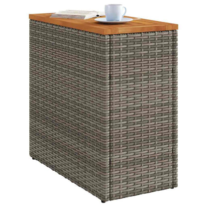 Garden Side Table With Wooden Top 58X27.5X55 Cm Poly Rattan