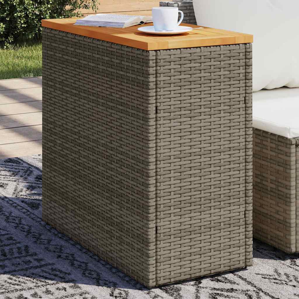Garden Side Table With Wooden Top 58X27.5X55 Cm Poly Rattan