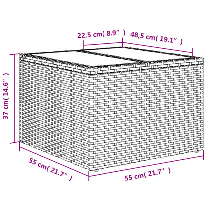 Garden Table With Top 55X55X37 Cm Poly Rattan