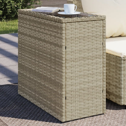Garden Side Table With Wooden Top 58X27.5X55 Cm Poly Rattan