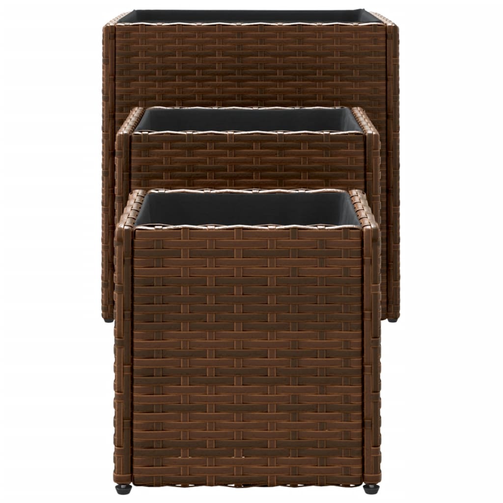 Garden Planters 3 Pcs Poly Rattan