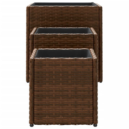 Garden Planters 3 Pcs Poly Rattan