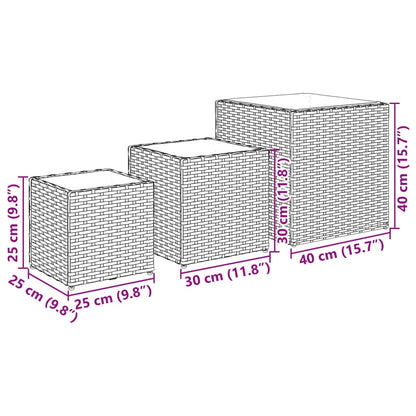 Garden Planters 3 Pcs Poly Rattan