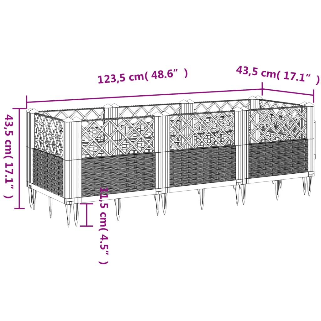 Garden Planter With Pegs 123.5X43.5X43.5 Cm Pp