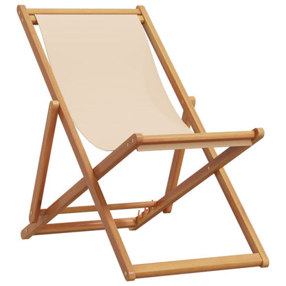 Folding Beach Chair Solid Wood Eucalyptus And Fabric
