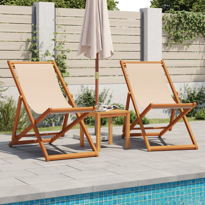 Folding Beach Chair Solid Wood Eucalyptus And Fabric