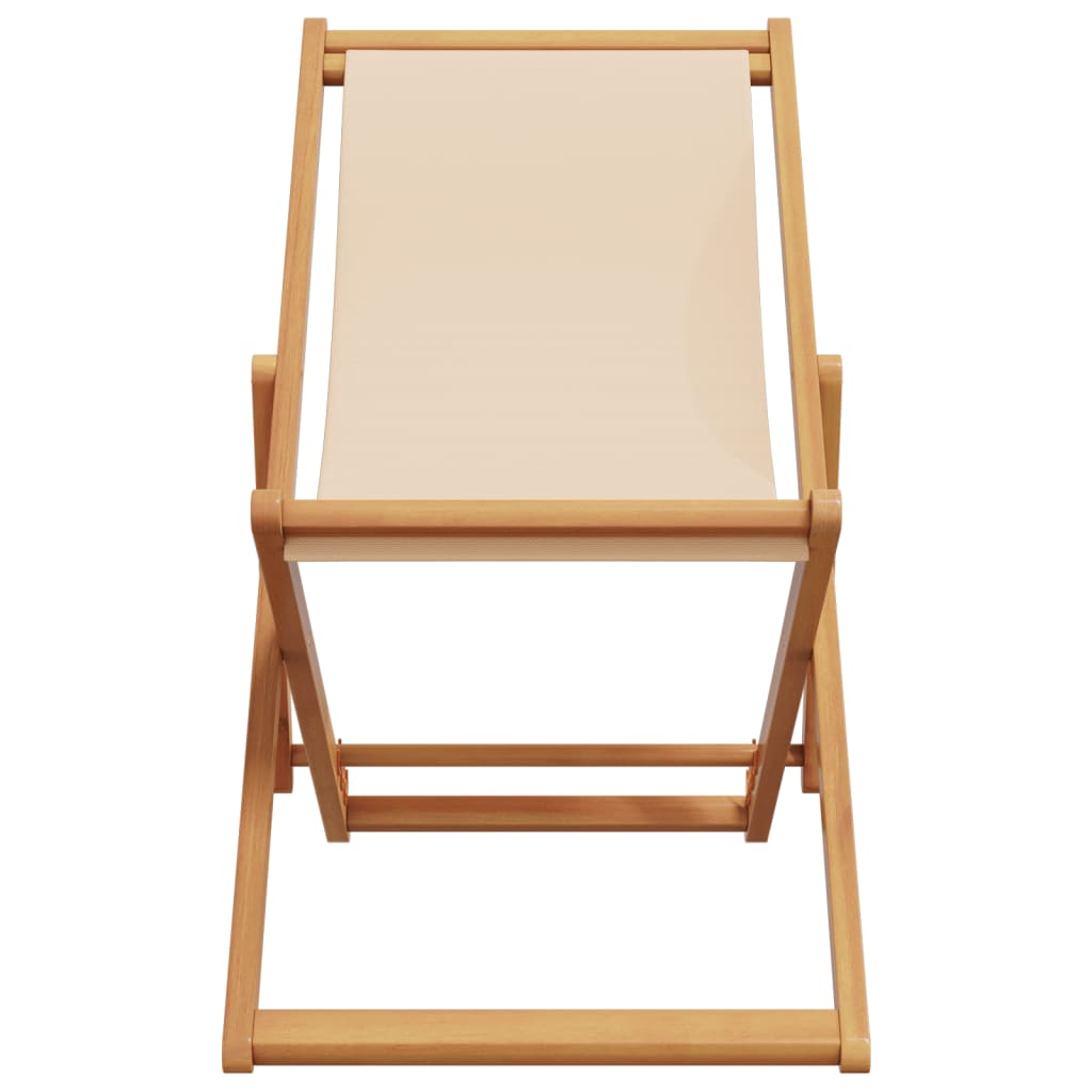 Folding Beach Chair Solid Wood Eucalyptus And Fabric