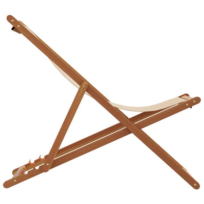 Folding Beach Chair Solid Wood Eucalyptus And Fabric