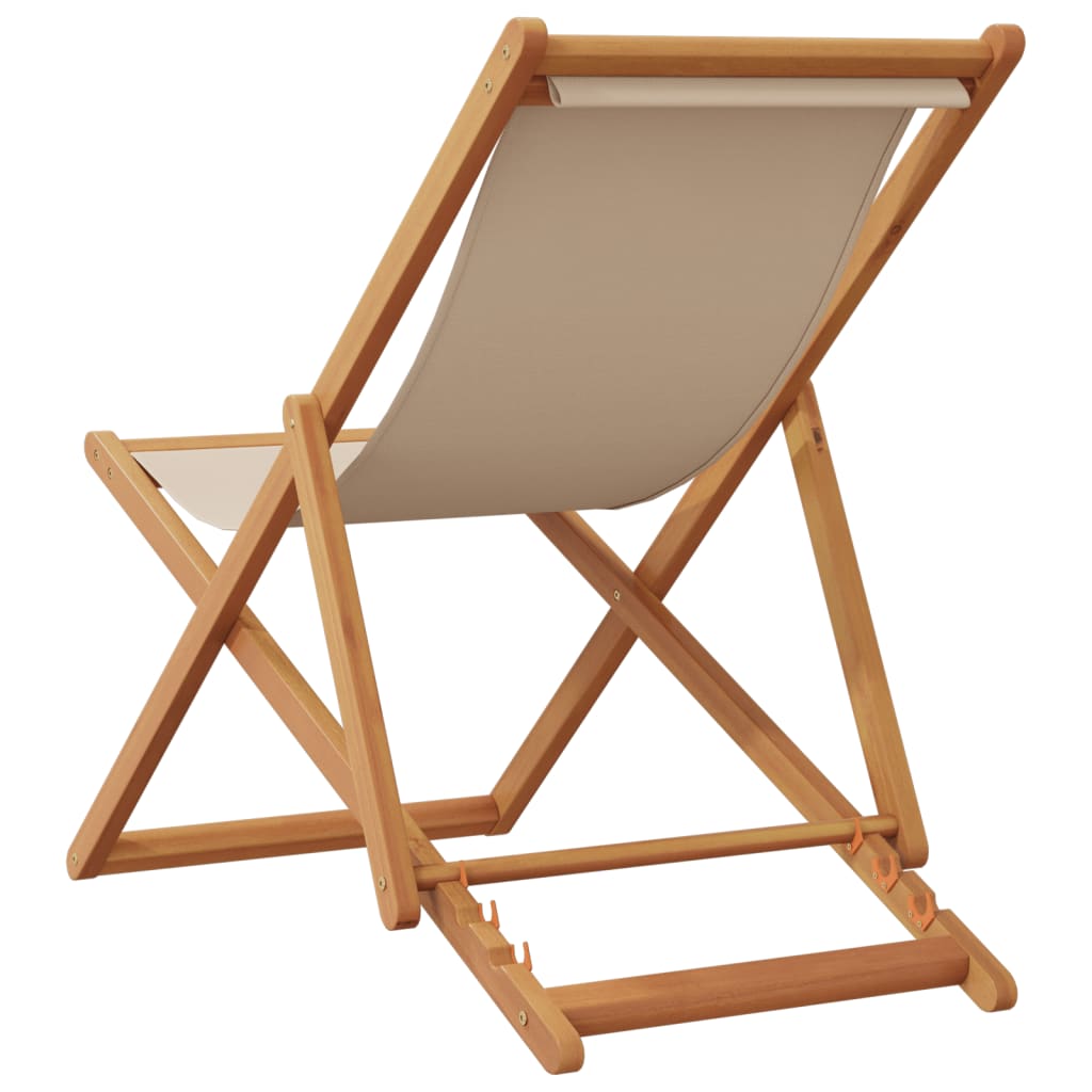 Folding Beach Chair Solid Wood Eucalyptus And Fabric