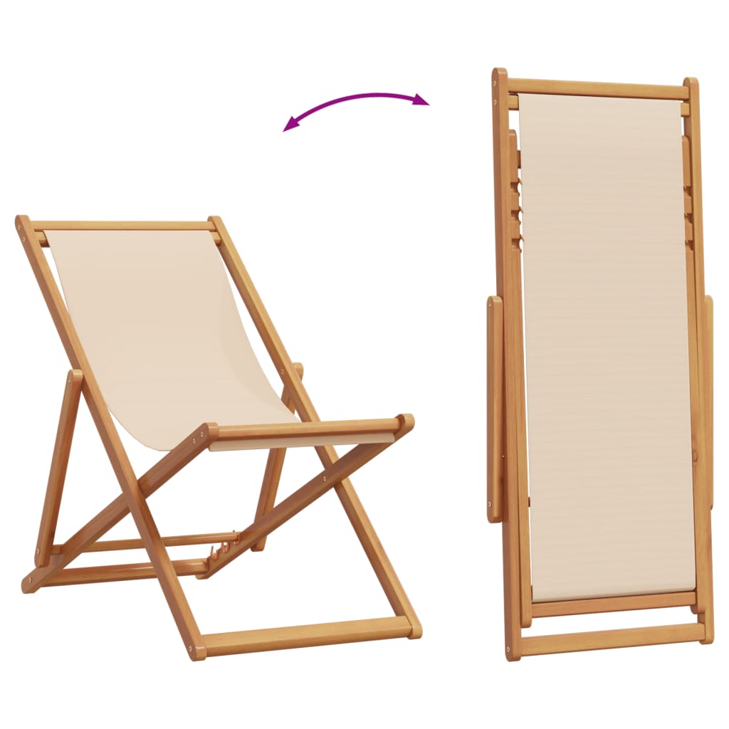 Folding Beach Chair Solid Wood Eucalyptus And Fabric