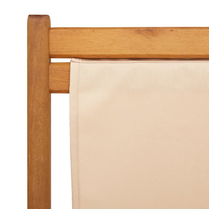 Folding Beach Chair Solid Wood Eucalyptus And Fabric