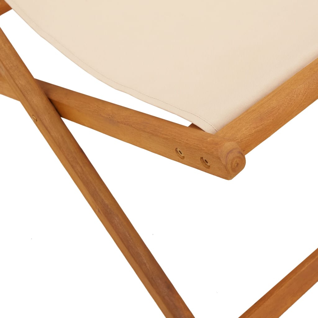 Folding Beach Chair Solid Wood Eucalyptus And Fabric