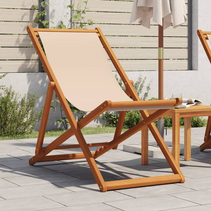 Folding Beach Chair Solid Wood Eucalyptus And Fabric