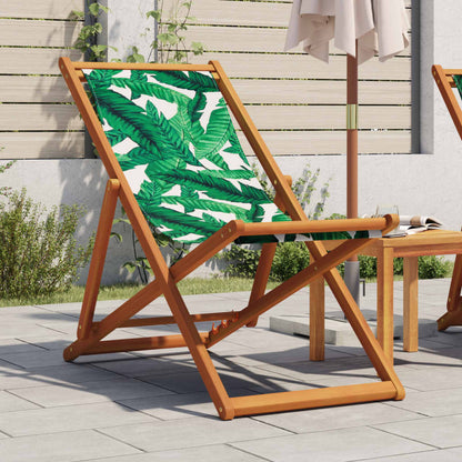 Folding Beach Chair Solid Wood Eucalyptus And Fabric