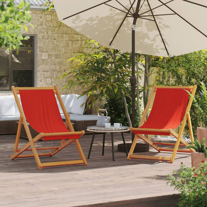 Folding Beach Chair Solid Wood Eucalyptus And Fabric