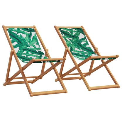 Folding Beach Chair Solid Wood Eucalyptus And Fabric