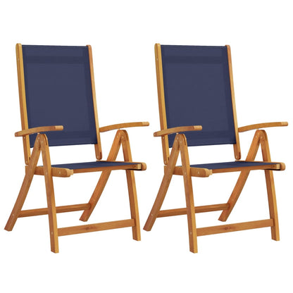Folding Garden Chair Set Of 2 Solid Acacia Wood, Textilene