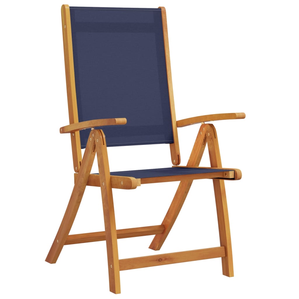 Folding Garden Chair Set Of 2 Solid Acacia Wood, Textilene