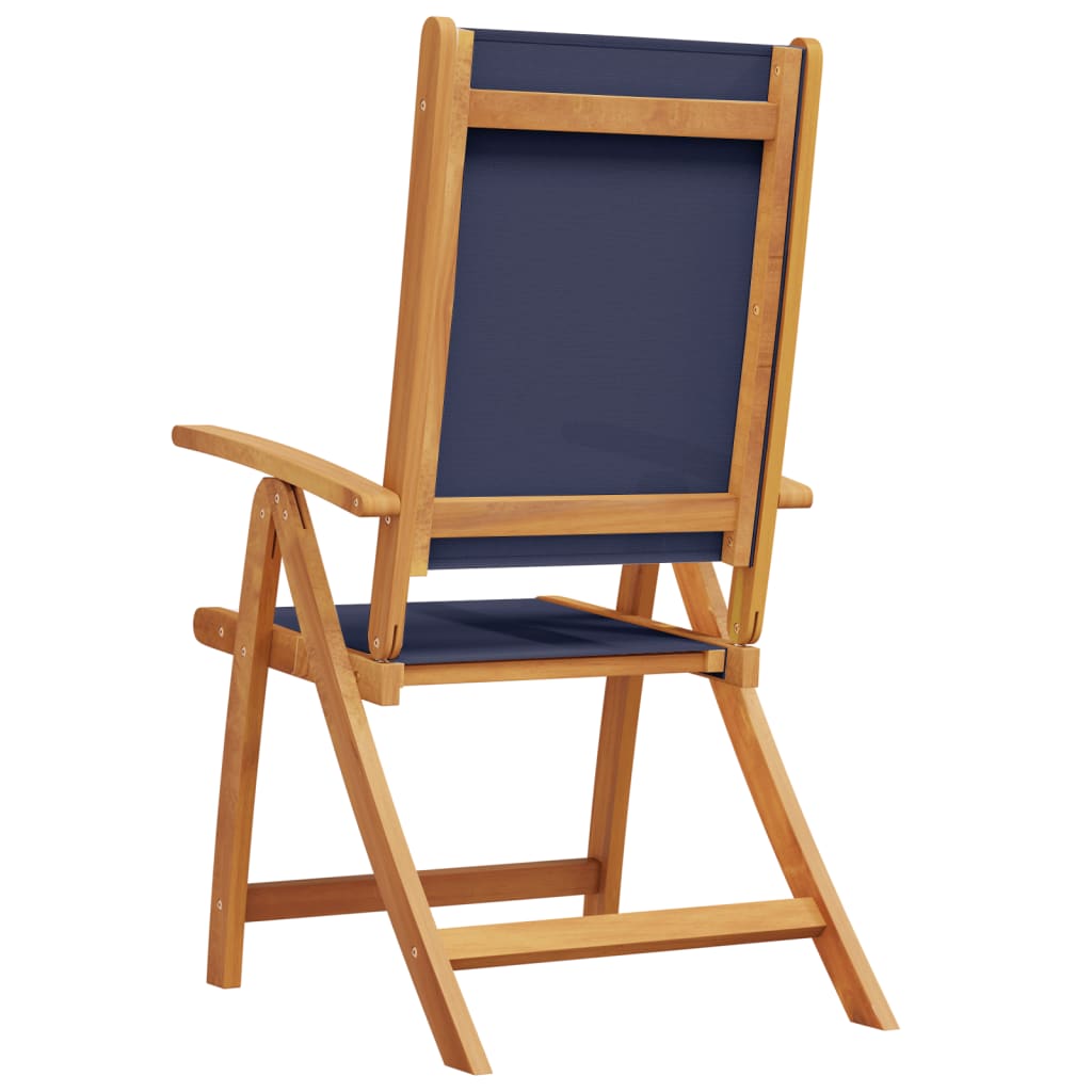 Folding Garden Chair Set Of 2 Solid Acacia Wood, Textilene