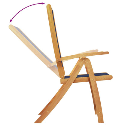 Folding Garden Chair Set Of 2 Solid Acacia Wood, Textilene