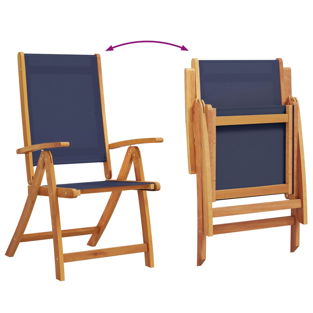 Folding Garden Chair Set Of 2 Solid Acacia Wood, Textilene