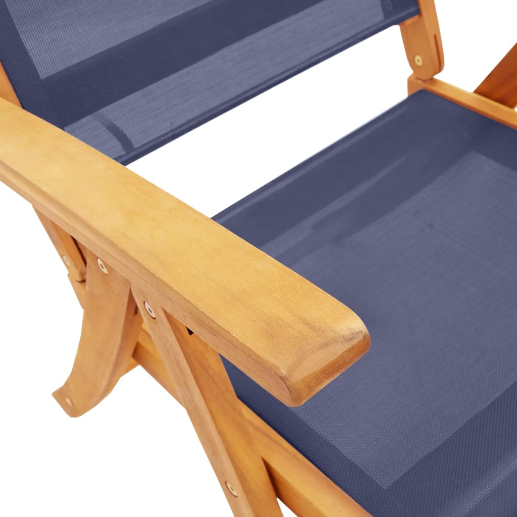 Folding Garden Chair Set Of 2 Solid Acacia Wood, Textilene