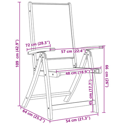 Folding Garden Chair Set Of 2 Solid Acacia Wood, Textilene