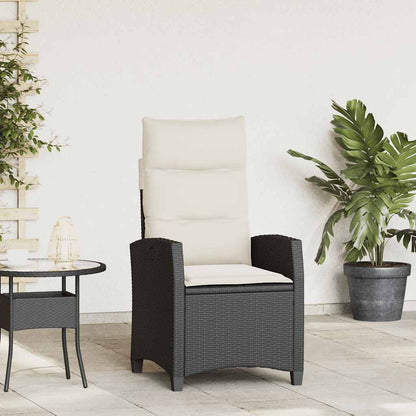 Reclining Patio Chair With Side Table Black Poly Rattan