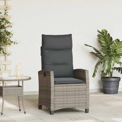 Reclining Patio Chair With Side Table Black Poly Rattan