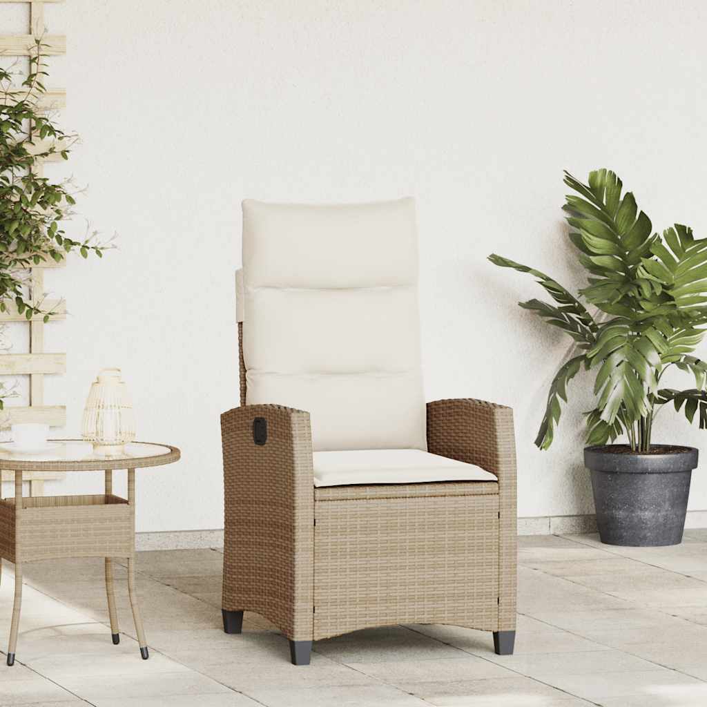 Reclining Patio Chair With Side Table Black Poly Rattan