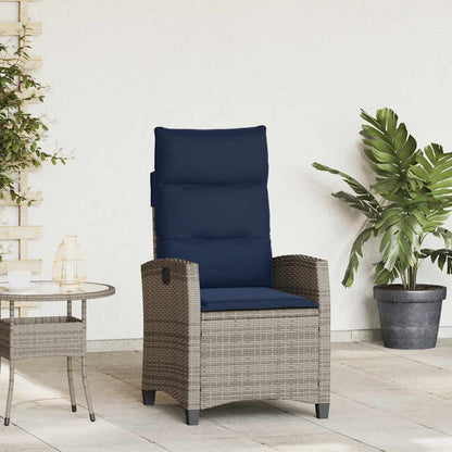 Reclining Patio Chair With Side Table Black Poly Rattan