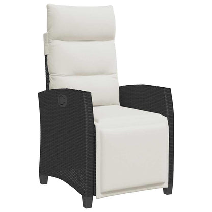 Reclining Patio Chair With Side Table Black Poly Rattan