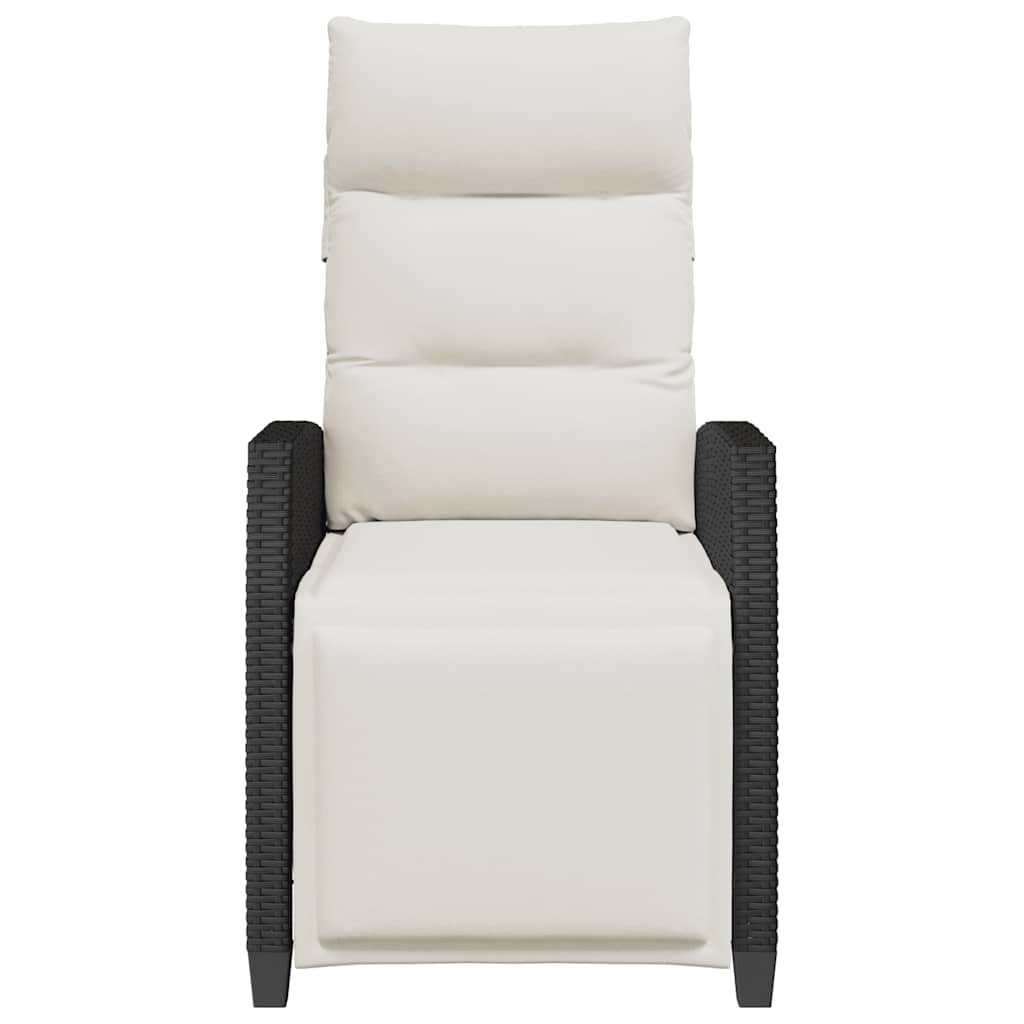 Reclining Patio Chair With Side Table Black Poly Rattan