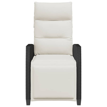 Reclining Patio Chair With Side Table Black Poly Rattan