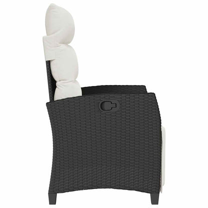 Reclining Patio Chair With Side Table Black Poly Rattan