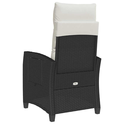 Reclining Patio Chair With Side Table Black Poly Rattan
