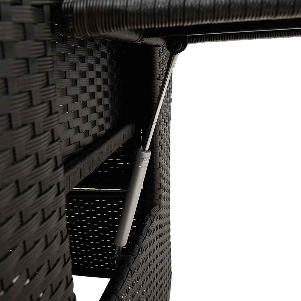 Reclining Patio Chair With Side Table Black Poly Rattan