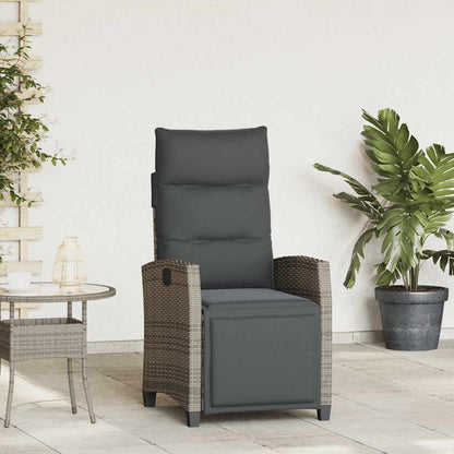Reclining Patio Chair With Side Table Black Poly Rattan