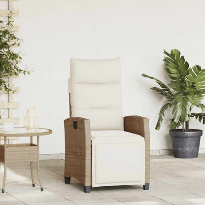 Reclining Patio Chair With Side Table Black Poly Rattan