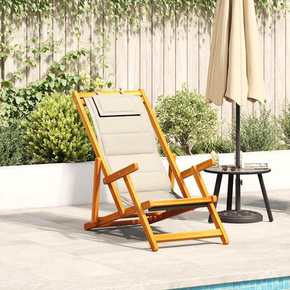 Folding Chair With Armrests Acacia Wood & Textilene
