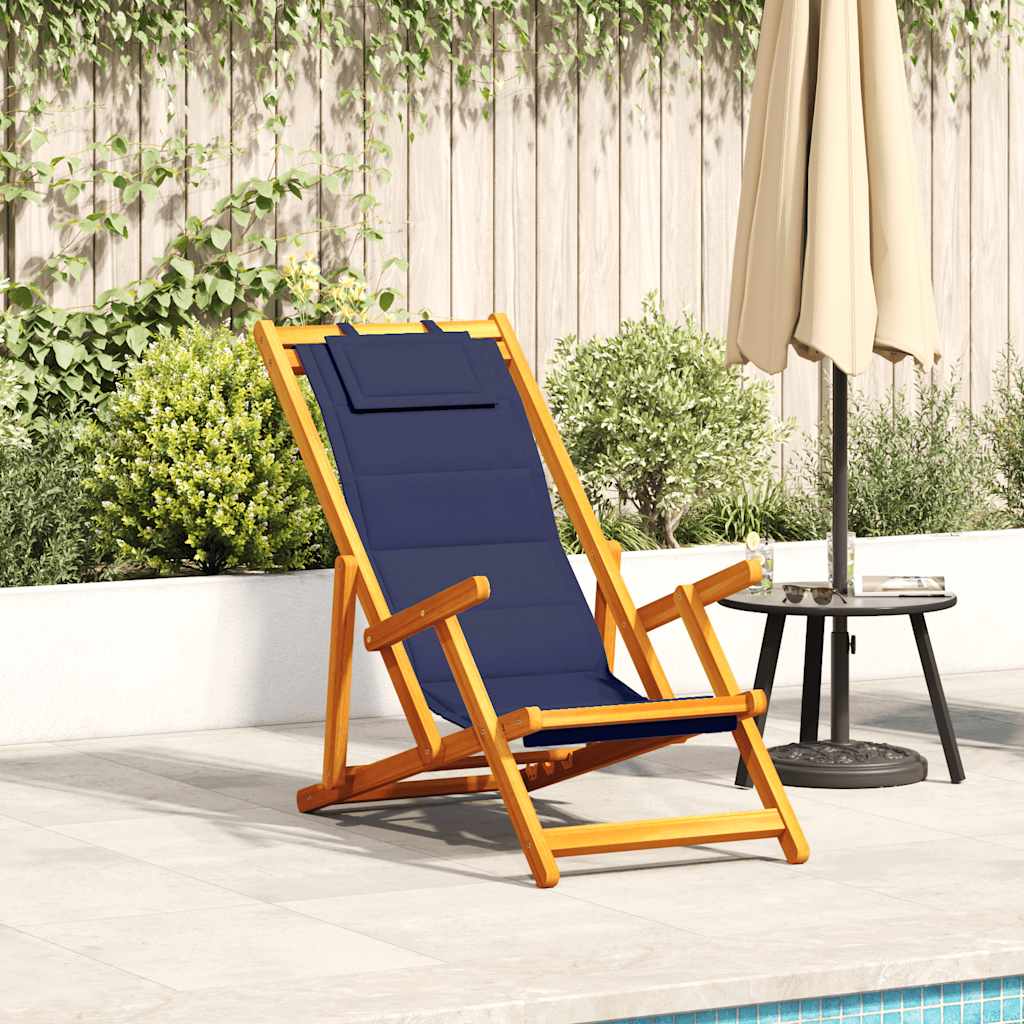 Folding Chair With Armrests Acacia Wood & Textilene