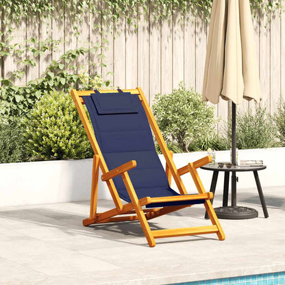 Folding Chair With Armrests Acacia Wood & Textilene