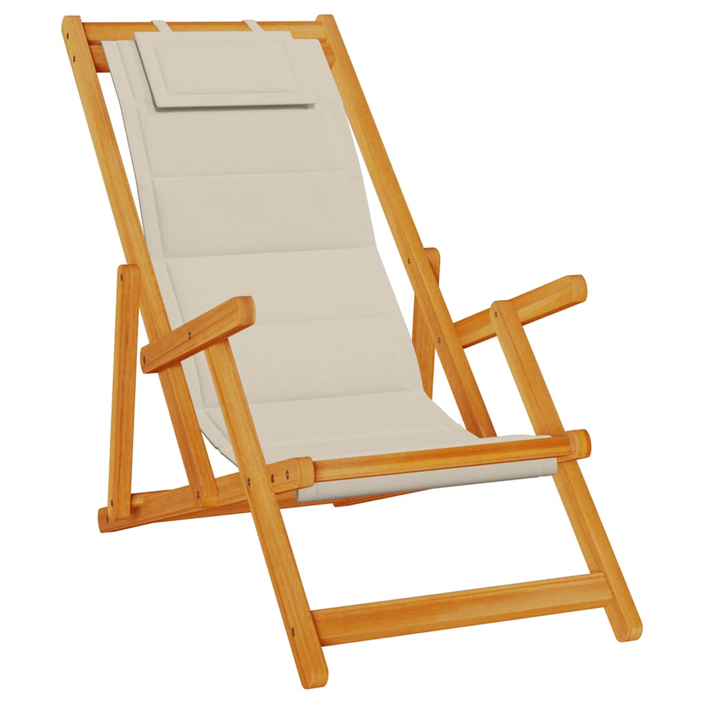 Folding Chair With Armrests Acacia Wood & Textilene