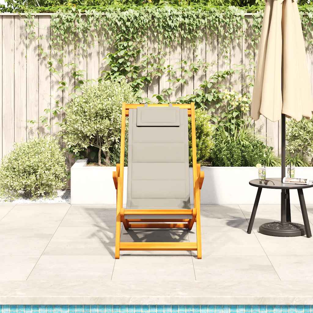 Folding Chair With Armrests Acacia Wood & Textilene
