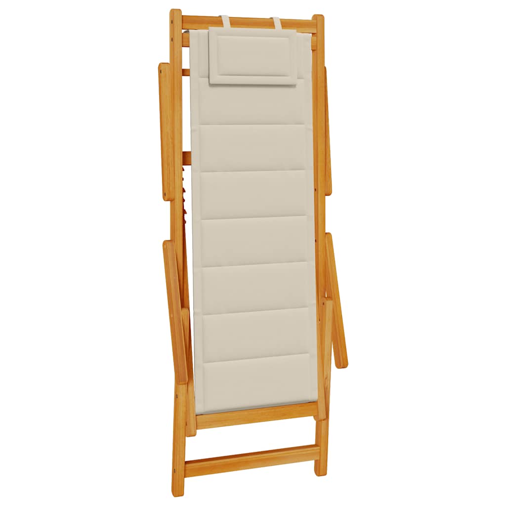 Folding Chair With Armrests Acacia Wood & Textilene