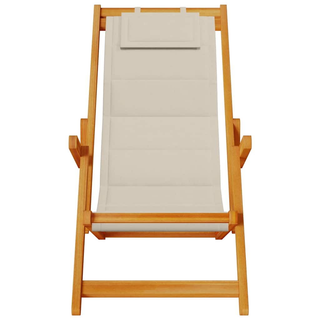 Folding Chair With Armrests Acacia Wood & Textilene
