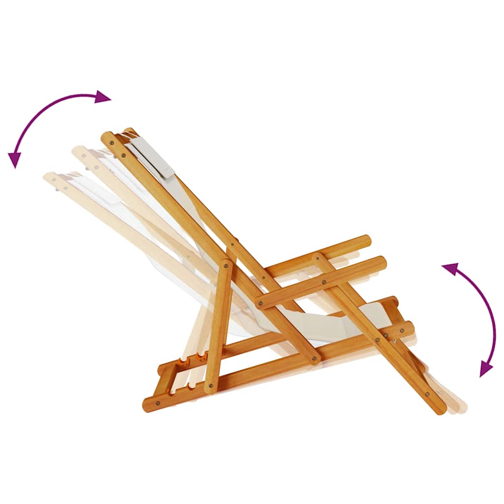 Folding Chair With Armrests Acacia Wood & Textilene