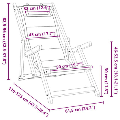 Folding Chair With Armrests Acacia Wood & Textilene