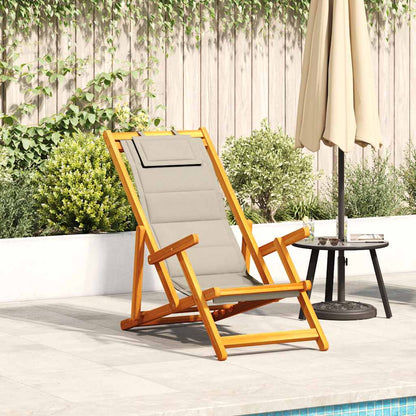 Folding Chair With Armrests Acacia Wood & Textilene